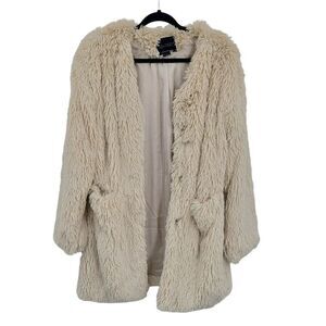 Sanctuary Shag Faux Fur Coat Cardigan S Beige Oversized Vegan Duster Coatigan